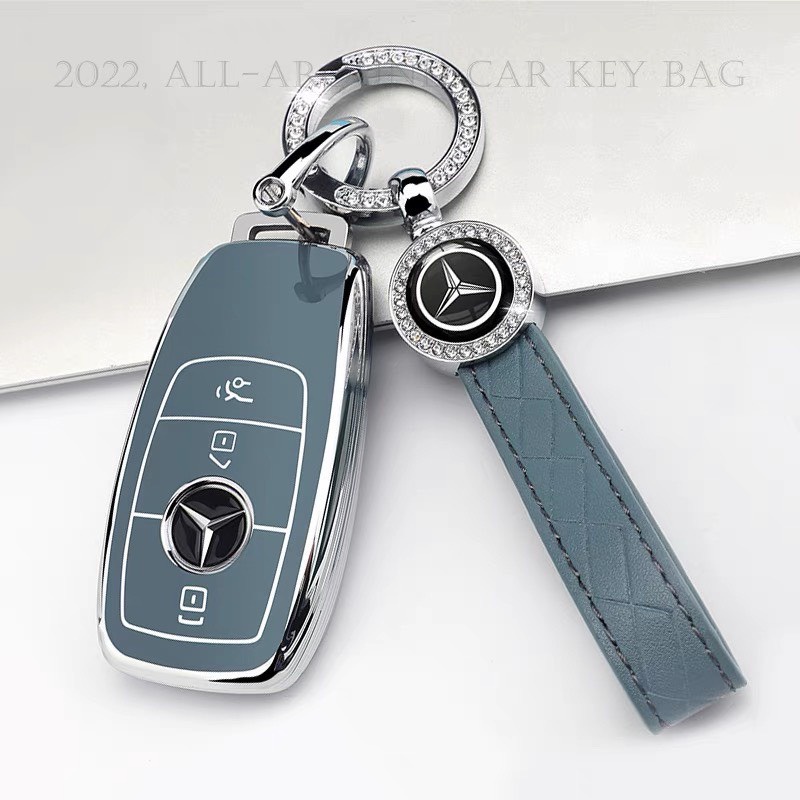Ốp Bảo Vệ Chìa Khóa Mercedes C200 , C250 , C300 , E200 ,E250 ,E300 Silicon Mạ Bạc Cao Cấp - Ốp Khóa Xe Mercedes