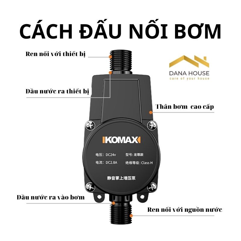 Máy Bơm Tăng Áp Mini Bình Nóng Lạnh, Máy Giặt, Vòi Sen, Vòi Rửa... Bơm Mạnh Mẽ, Nguồn 24V An Toàn, Chống Nước, Chống Ồn