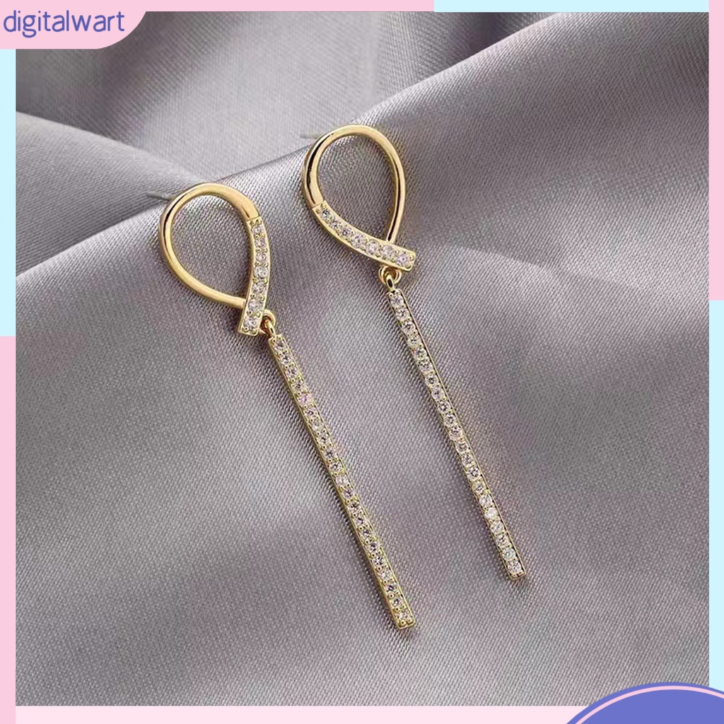 1 Đôi Bông Tai Dáng Dài Đính Đá Lấp Lánh Thời Trang Cho Nữ