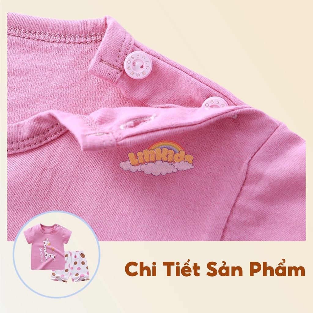 Bộ quần áo bé gái LiLiKids chất cotton thoáng mát, thấm hút mồ hôi cực tốt hình họa tiết dễ thương cho bé từ 7-19Kg
