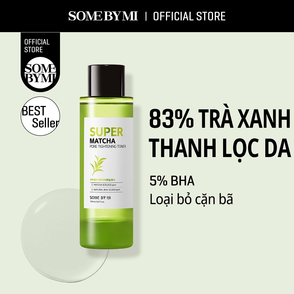 Nước Hoa Hồng Trà Xanh Kiềm Dầu Se Khít Lỗ Chân Lông Some By Mi Super Matcha Pore Tightening Toner 150ml