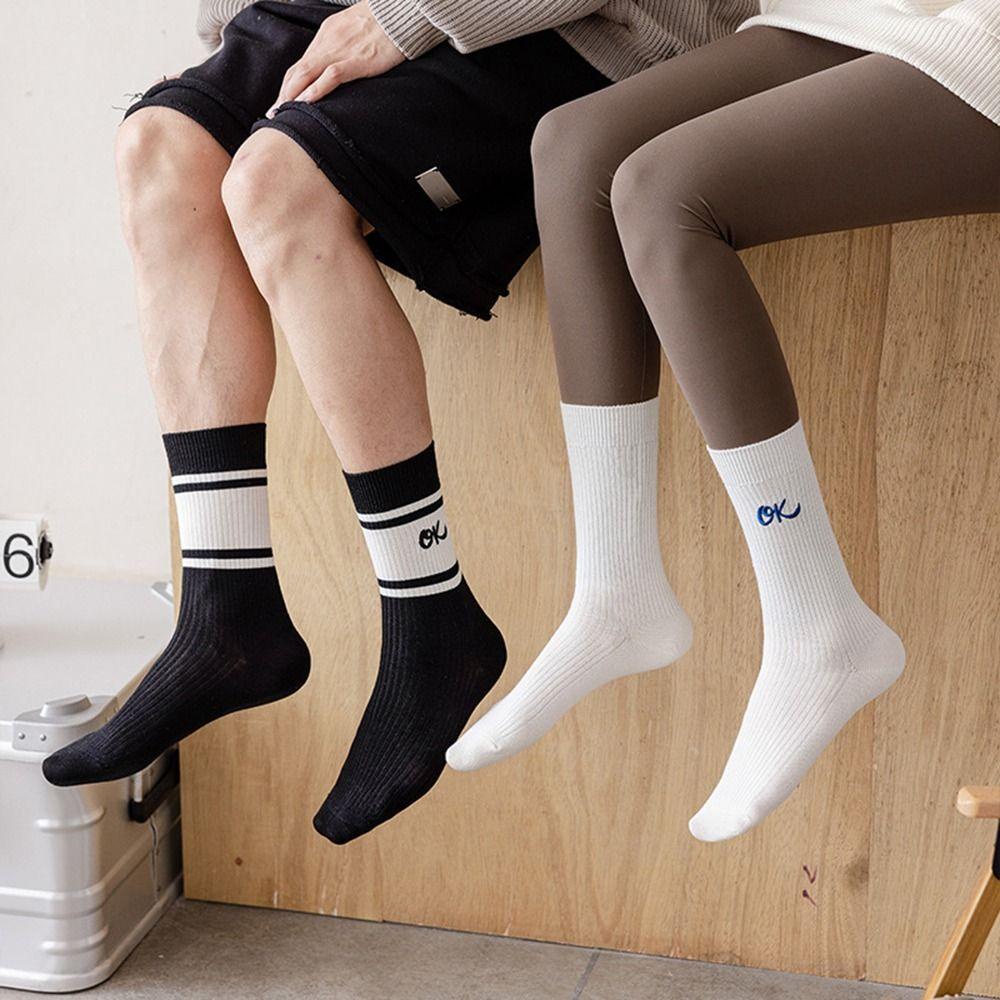 AROMA Đôi Vớ Cotton Thêu Chữ Thời Trang Cho Nam Nữ