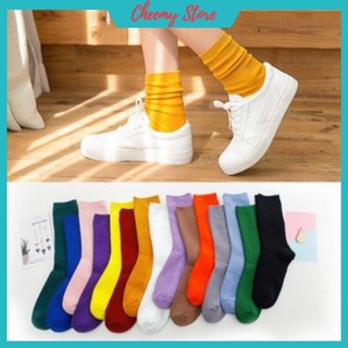 ❣️ FREESHIP ❣️Tất nhún nữ cổ cao siêu HOT - Kiểu dáng Vintage Vớ len gân tăm nhỏ cổ cao
