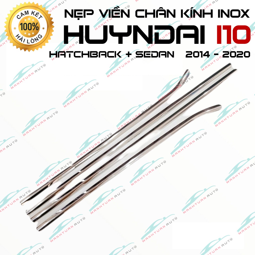 Nẹp chân kính inox theo xe Grand i10 2014 - 2020 bản hatchback và sedan hàng inox cao cấp