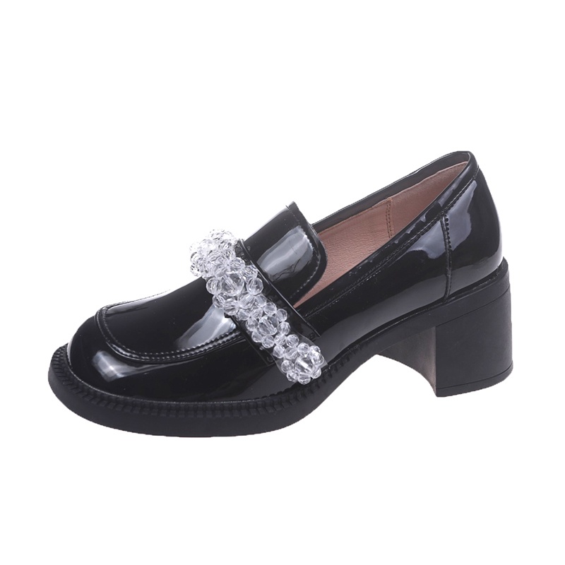 Giày Màu Trơn Dễ Phối Đồ Phong Cách retro Anh Quốc Dành Cho Nữ