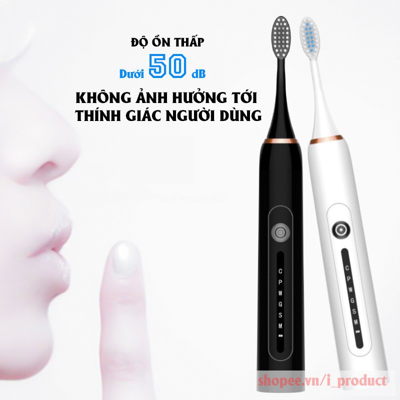 Bàn chải điện HAMANI X7 Pro 6 chế độ rung máy đánh răng điện tự động chải sạch mảng bám chăm sóc răng bảo hành 6 tháng