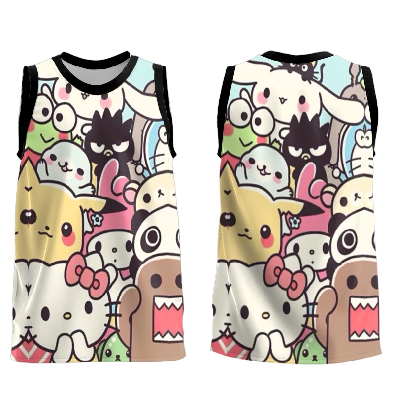 Áo Bóng Rổ Không Tay In Hình Hello Kitty Thời Trang Cho Nam