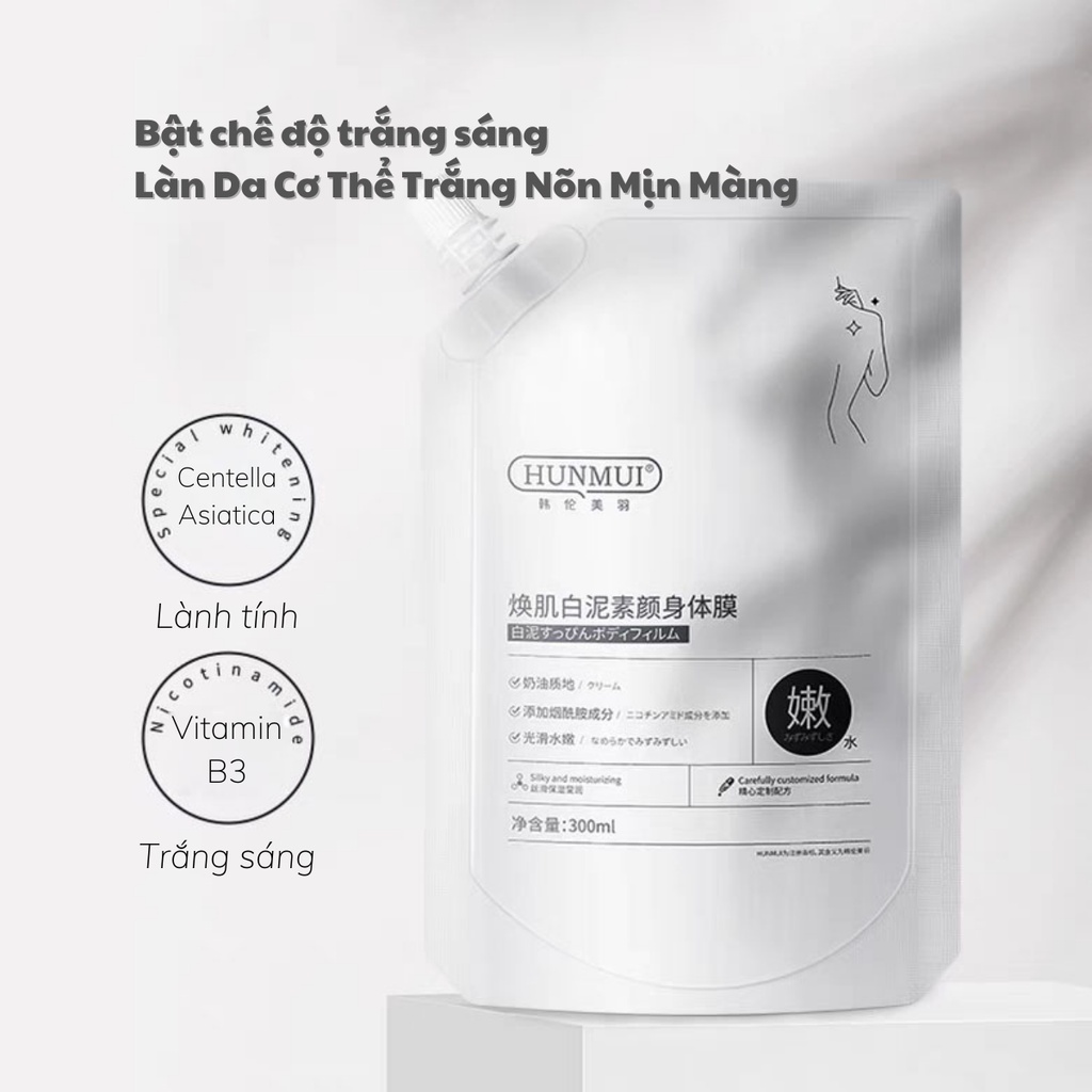 Mặt Nạ Ủ Trắng Toàn Thân Niacinamide Hunmui (300ml) Cho Làn Da Cơ Thể Trắng Sáng Bật Tone, Mịn Màng, Tươi Trẻ | BigBuy360 - bigbuy360.vn