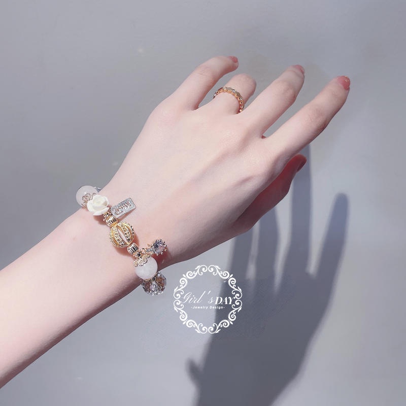 Vòng Tay Pha Lê Màu Trắng Thời Trang Cho Nữ