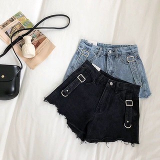 Có bigsize Quần short ngắn jeans phối đai cá tính