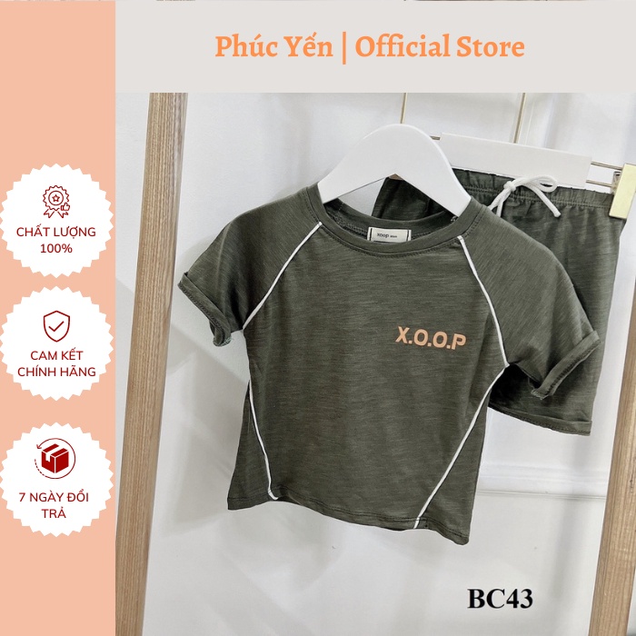Đồ bộ cộc tay cotton XOOP vân gỗ lé 4 thân cho bé ( cân nặng từ 7-17kg) BC43  Shop Phúc Yến