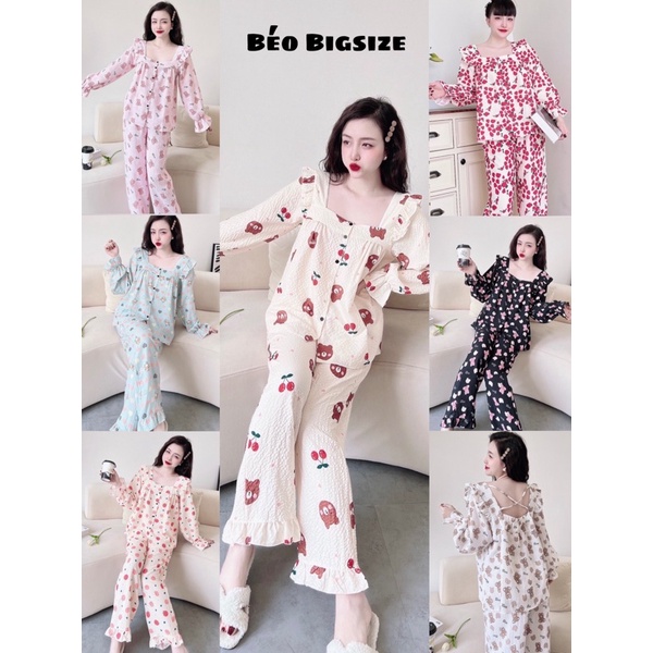 Đồ Bộ Pyjama Bigsize -Béo Bigsize 55-95kg Pyjama Bigsize Cao Cấp Mặc Nhà Đẹp
