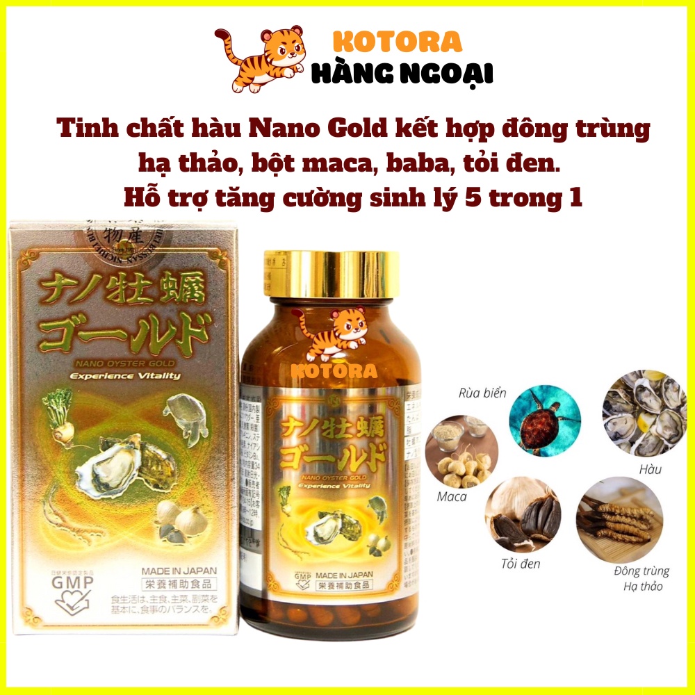 Tinh chất hàu Nano Gold Nhật Bảnkết hợp đông trùng hạ thảo, bột maca, baba, tỏi đen hỗ trợ tăng cường sinh lý 5 trong 1