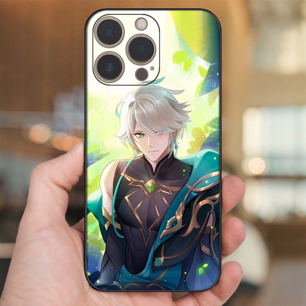 Ốp lưng iPhone 14 Pro dẻo đen cạnh vuông in hình Alhaitham Genshin Impact