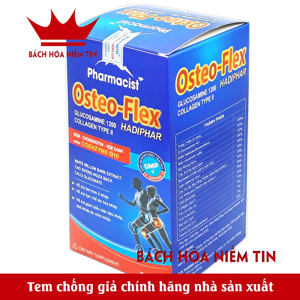 Viên uống giảm đau xương khớp Glucosamin Osteo Flex - hộp 60 viên - kết hợp thảo dược và collagen -  hiệu quả nhanh