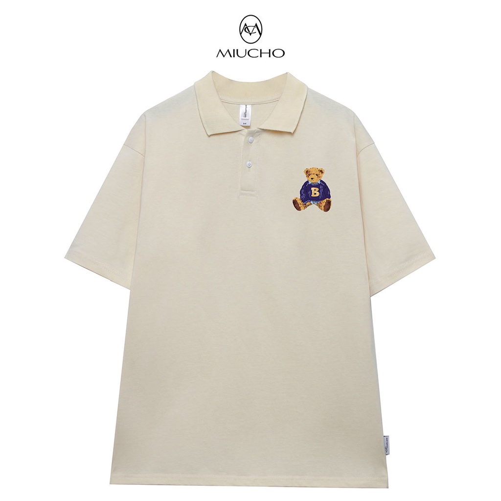 Áo polo nữ form rộng có cổ đẹp chất cotton form unisex PL006 Miucho in hoạ tiết | BigBuy360 - bigbuy360.vn