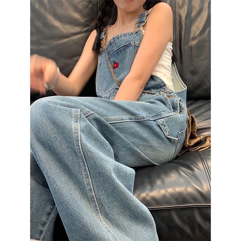 Quần yếm denim jeans dáng rộng