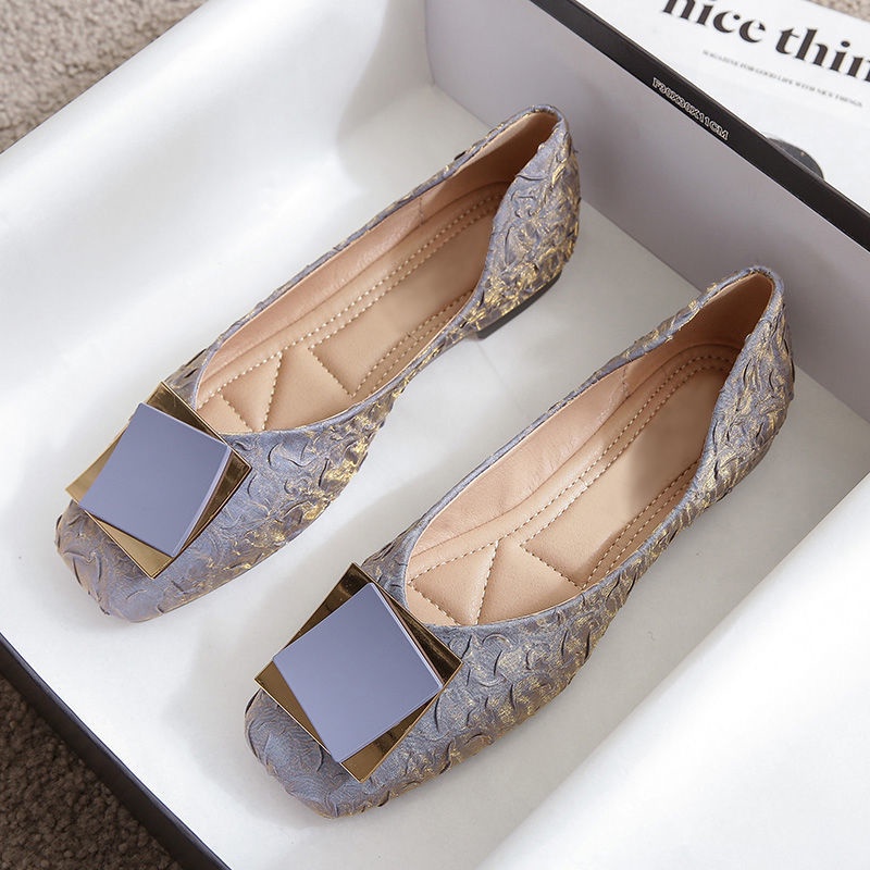 Giày Búp Bê Đế Mềm Mũi Vuông Thời Trang Mùa Hè Cho Nữ