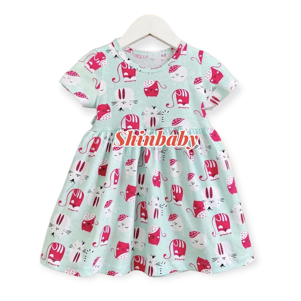 Váy đầm cộc tay cotton xuất xịn nhiều họa tiết dễ thương mềm mát mùa hè cho bé gái