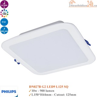 Đèn led vuông âm trần philips dn027b led9 9w lỗ khoét 125
