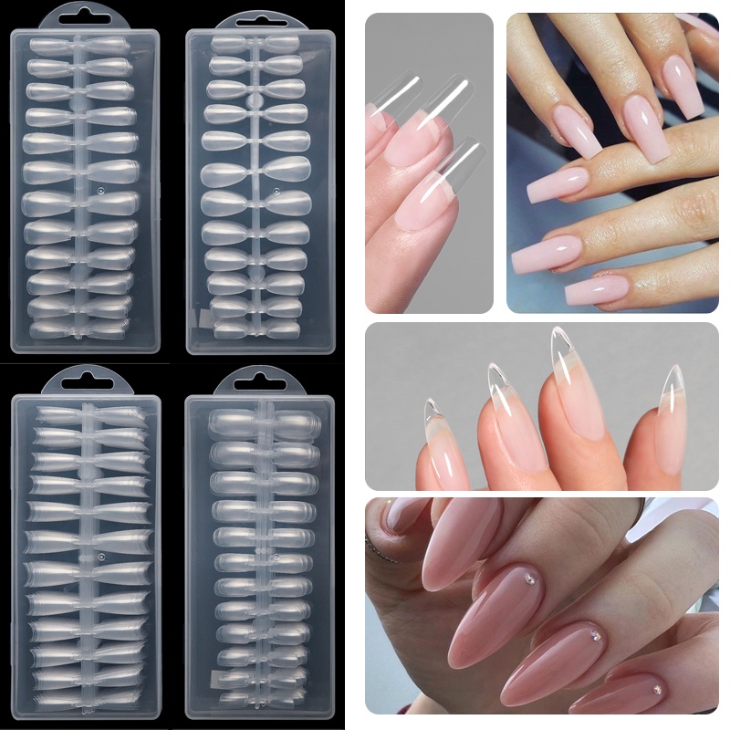 Hộp 480 móng tay giả UR SUGAR màu sắc trong suốt bảo vệ toàn diện