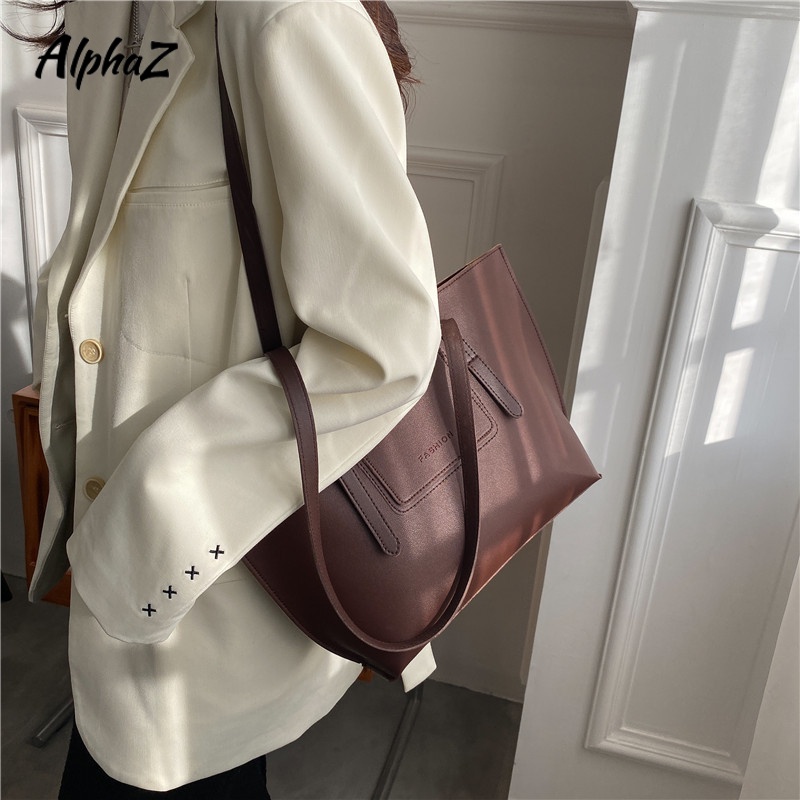 AlphaZ Túi Xách Đeo Vai Sức Chứa Lớn Phong Cách Đơn Giản Hợp Thời Trang Cho Nữ
