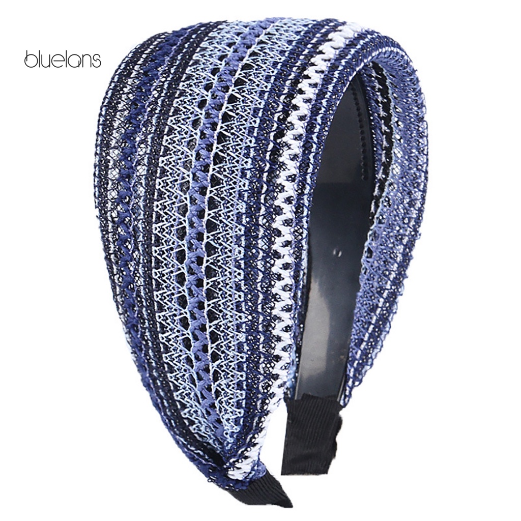 Băng Đô Cài Tóc Bản Rộng Thoáng Khí Màu Sắc Retro