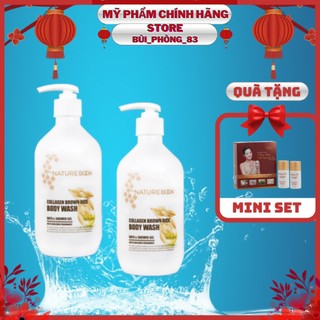 Sữa tắm làm trắng da,dưỡng da mềm mại chiết xuất collagen gạo lứt The Nature Book 500ml