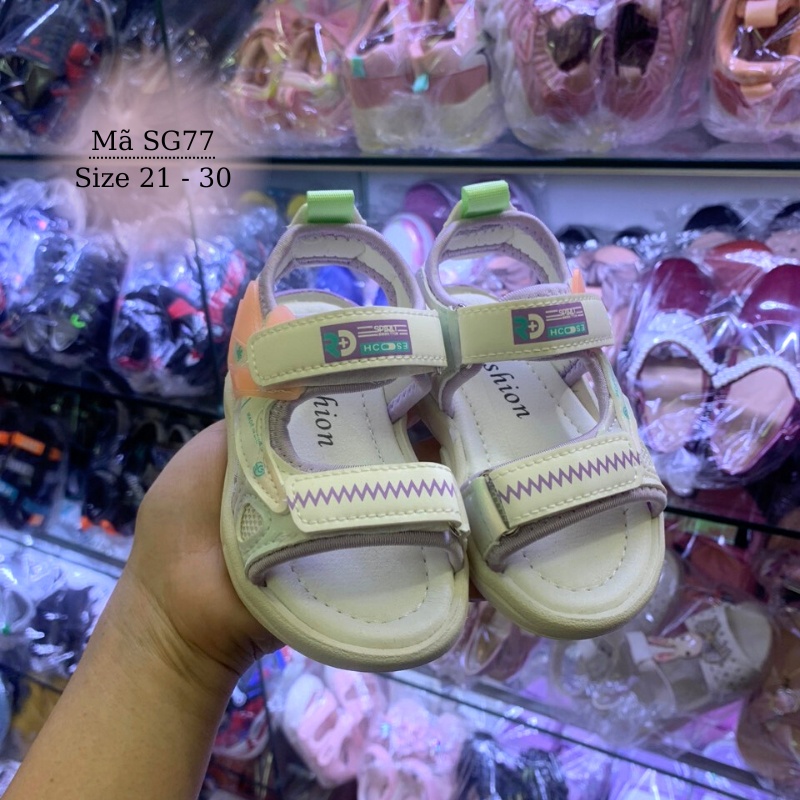 Dép quai hậu bé gái 1 - 5 tuổi êm nhẹ chống trơn sandal hở mũi phối màu tím trắng thời trang đi học đi chơi SG77