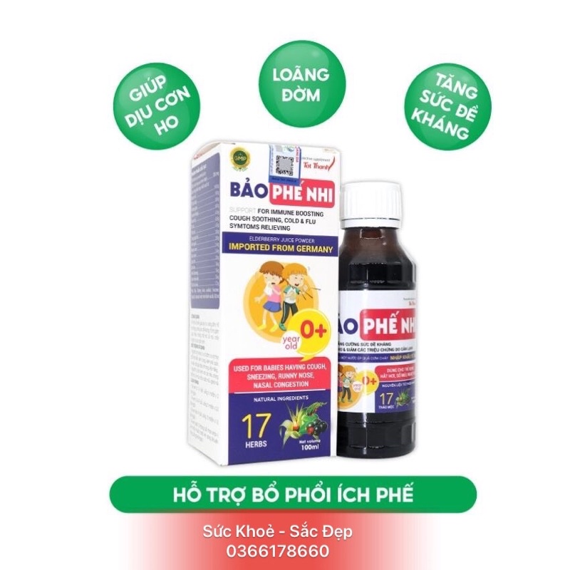 Siro giảm ho Bảo phế nhi - Hỗ trợ bổ phế, giúp dịu ho, loãng đờm từ thảo dược - Chai 100ml