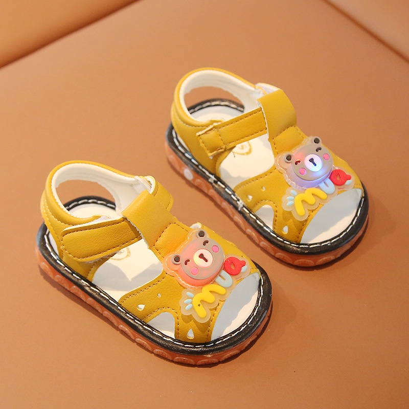 Xăng đan Đế Hình Gấu Hoạt Hình Có Đèn LED Và Âm Thanh Dành Cho Trẻ Em Tập Đi