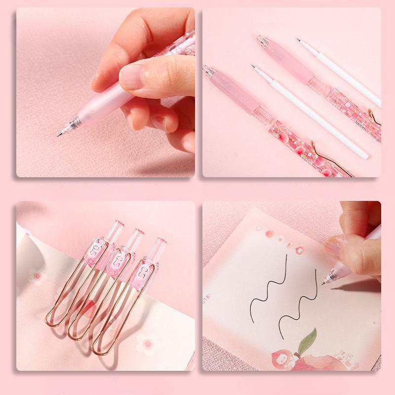 Bút bi cute gel bấm ngòi 0.5mm cao cấp hoạt tiết quả đào dễ thương mực đều nét chữ đẹp - Hally shop