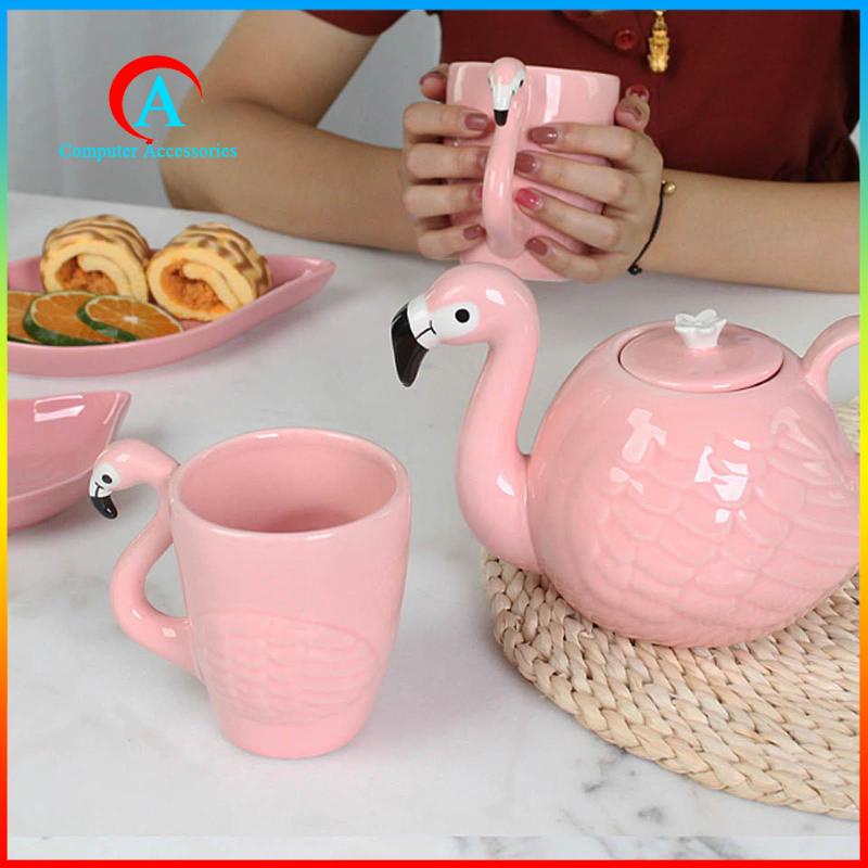 Ấm Trà Sứ Hình Chim Hồng Hạc 3D Sáng Tạo