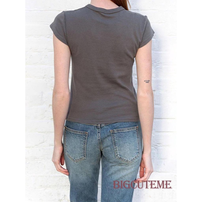 Áo Thun Tay Ngắn Cổ Tròn Màu Sắc Đơn Giản Thời Trang Mùa Hè Cho Nữ