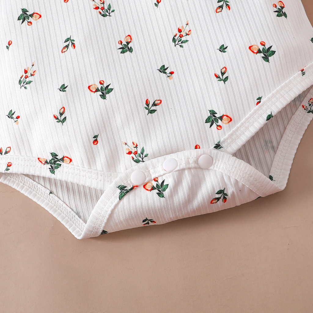 Bộ Váy Cho Bé Mikroo Baju Cho Bé Gái 0-24 Tháng 2PICS Cotton-Polyester Phối Vải In Hoa Body + Đầm Công Chúa Màu Đỏ Trơn Mặc Thường Ngày