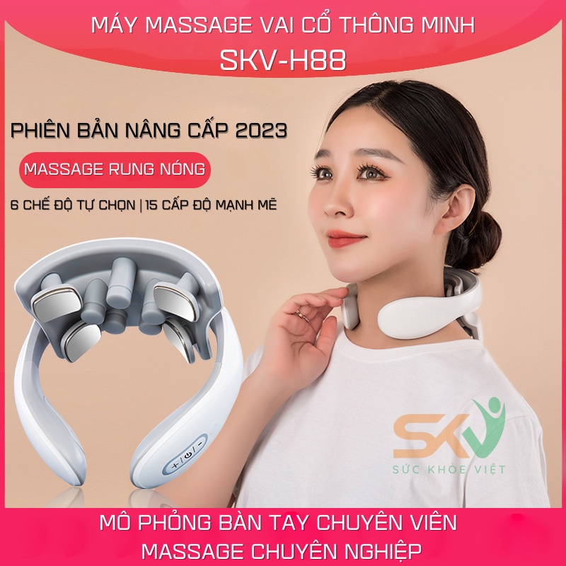Máy mát xa vai cô SKV-JT88, sử dụng ánh sáng sinh học tác động sâu, massage rung thư giãn, giảm đau, chất liệu an toàn