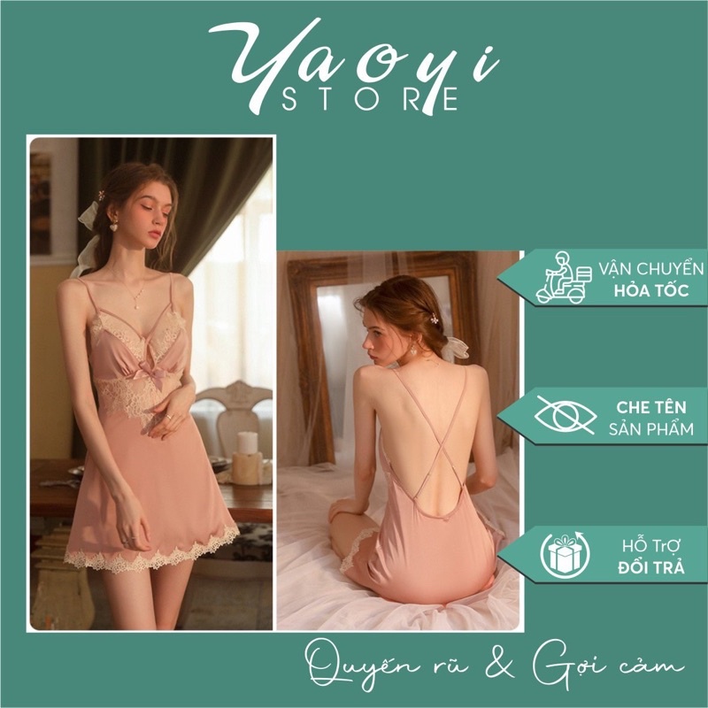 Váy ngủ 2 dây lụa ren sexy gợi cảm quyến rũ cao cấp đồ ngủ sẽy cho nữ 787