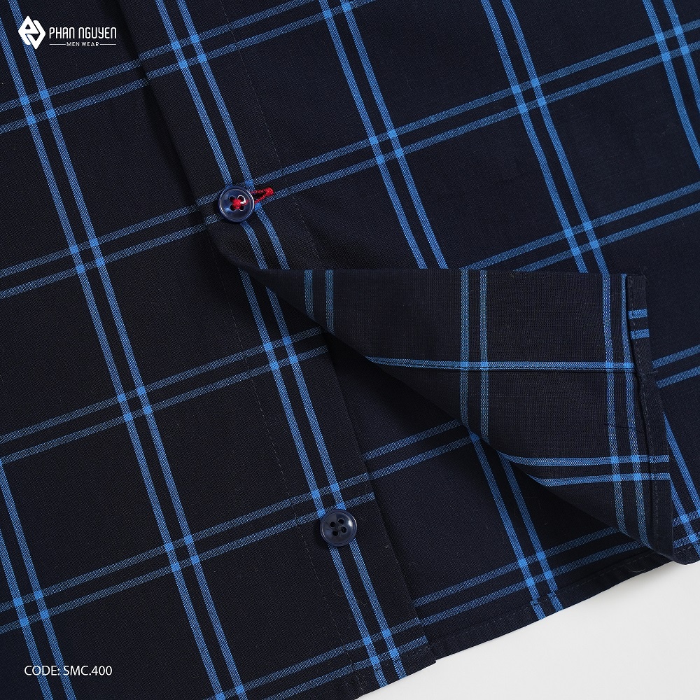 Áo sơ mi nam ngắn tay kẻ caro Phan Nguyễn, chất vải cao cấp mềm mát, thoáng khí, thiết kế đơn giản, thanh lịch SMC.400