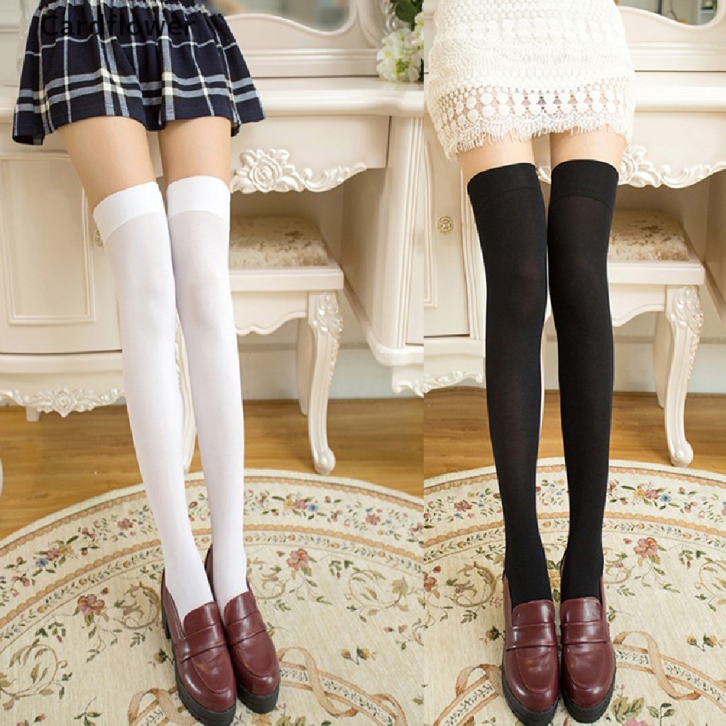 < Cardflower > Vớ Cao Ngang Đùi Gợi Cảm Ấm Áp Co Giãn Màu Sắc Kẹo Ngọt Hóa Trang Đi Hộp Đêm Cho Nữ