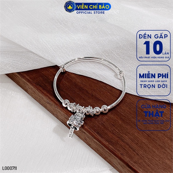 Kiềng tay trơn charm mèo, ngựa cầu tài chất liệu bạc Thái 925 thời trang phụ kiện trang sức Viễn Chí Bảo L000711 L000710