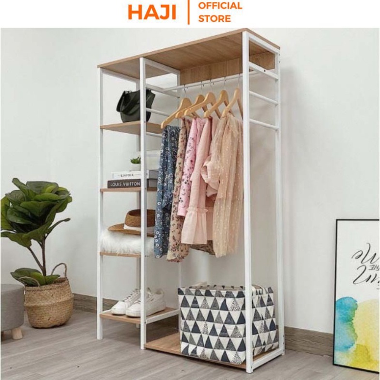 Giá treo quần áo khung sắt HAJI chống gỉ chịu lực tốt phong cách Hàn Quốc đa tầng lưu trữ thông minh C08