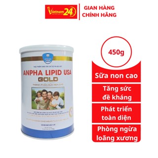 Sữa non Anpha Lipid USA Gold -VIETNAM24H- Sữa non cao cấp giúp tăng sức đề kháng, bổ sung canxi, lợi khuẩn, Enzyme 450g