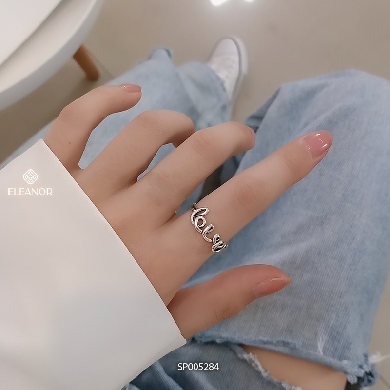 Nhẫn nữ hở bạc 925 Eleanor Accessories chữ love phụ kiện trang sức basic 5284