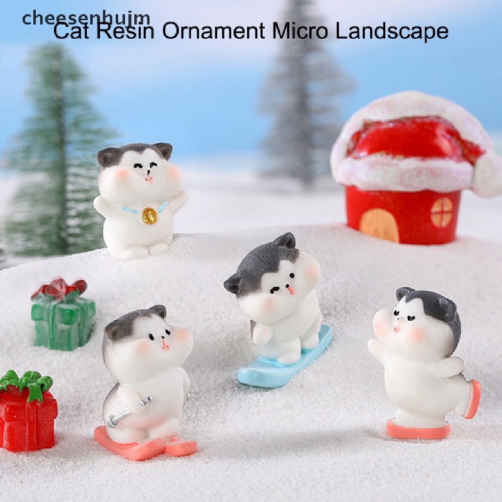 Đồ trang trí Chú Mèo Hoạt Hình Bằng Nhựa Resin Dễ Thương Trang Trí Tiểu Cảnh / Bàn Làm Việc