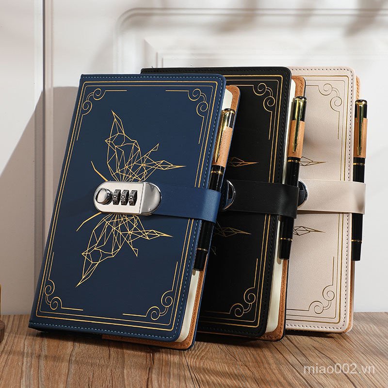 [Preferred good things] Retro password lock notebook simple password diary student notepad with lock thickened notebook stationery [2/8]]