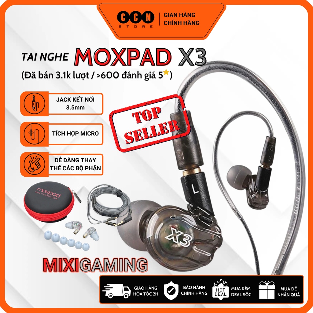 Tai nghe MOXPAD X3 chính hãng, bass tốt, có micro