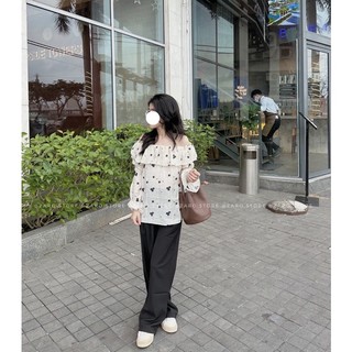 Áo trễ vai hoa [Hình thật mẫu shop chụp]