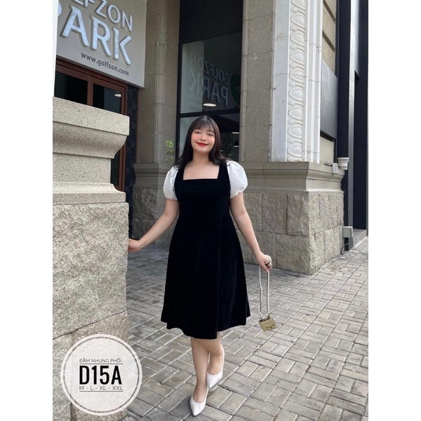 BIGSIZE Đầm nhung tay phối D15A