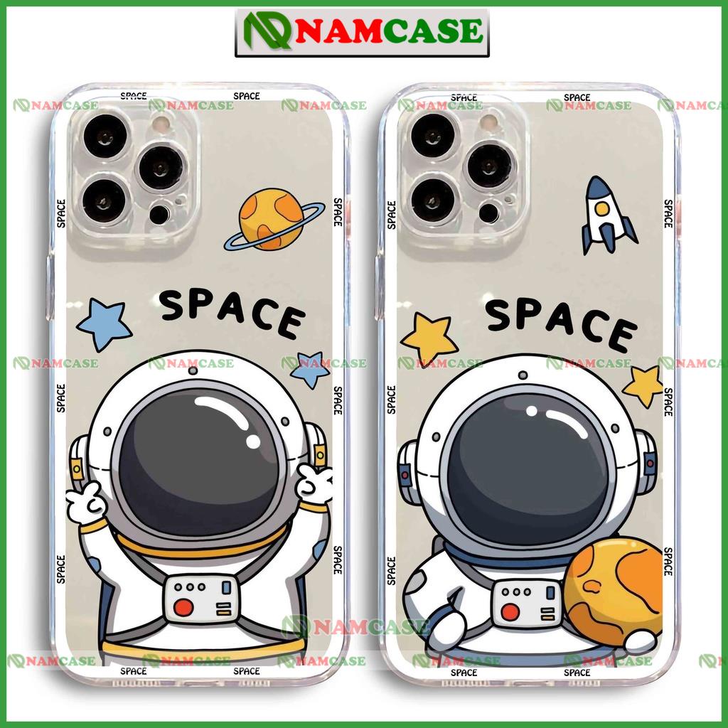 Ốp lưng space phi hành gia cạnh vuông chống sốc silicon trong suốt cho iphone ip 6/6s/7/8/X/XS/11/12/13/14 Pro Plus Max