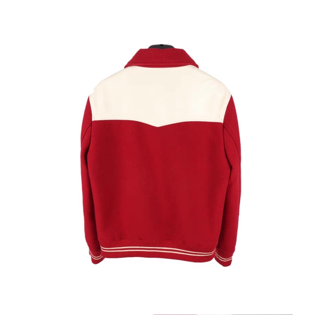 Áo Khoác, Áo Bomber Varsity Nỉ Dạ Phối Vai Da Cao Cấp Cho Nam Nữ